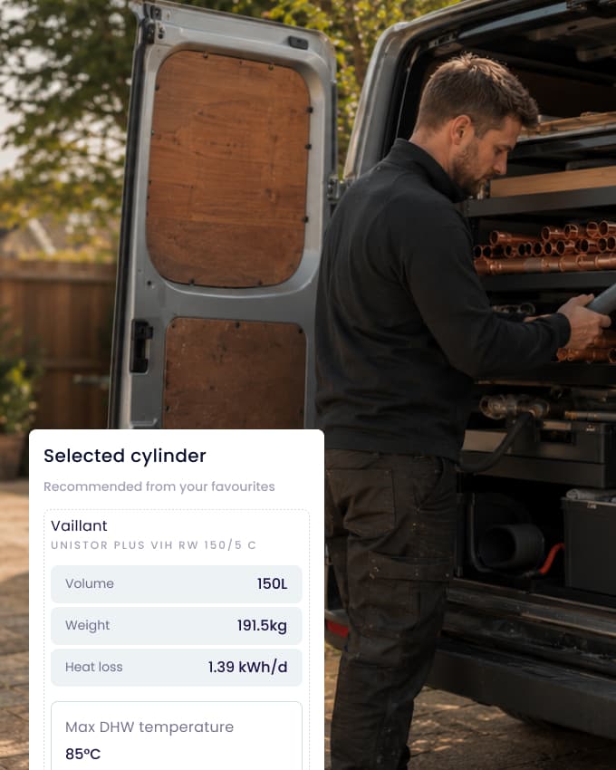 Installer selecting equipment from a van.